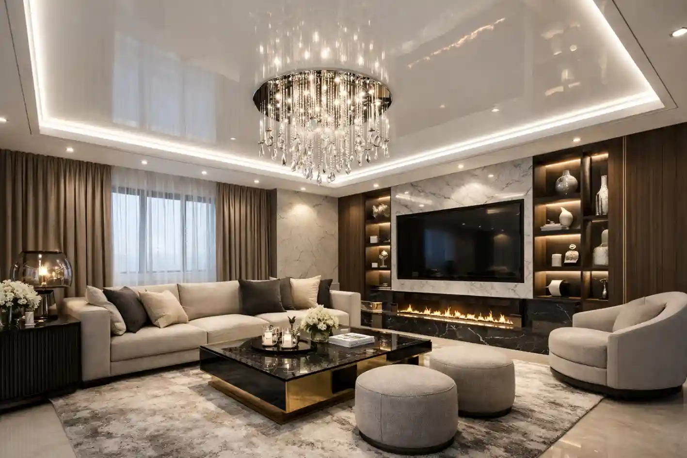 Глянцевые натяжные потолки в Пинске